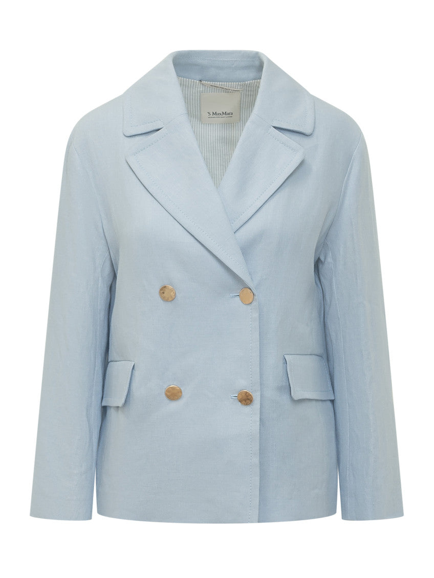 Blue Solid Notched Lapel Blazer 1