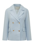 Blue Solid Notched Lapel Blazer 1