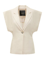 White Solid Notched Lapel Blazer 1