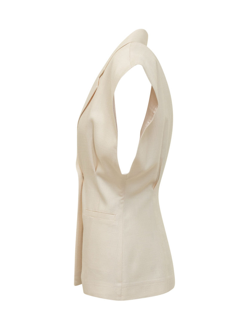 White Solid Notched Lapel Blazer 3