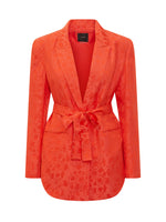 Orange Floral Notched Lapel Blazer 1