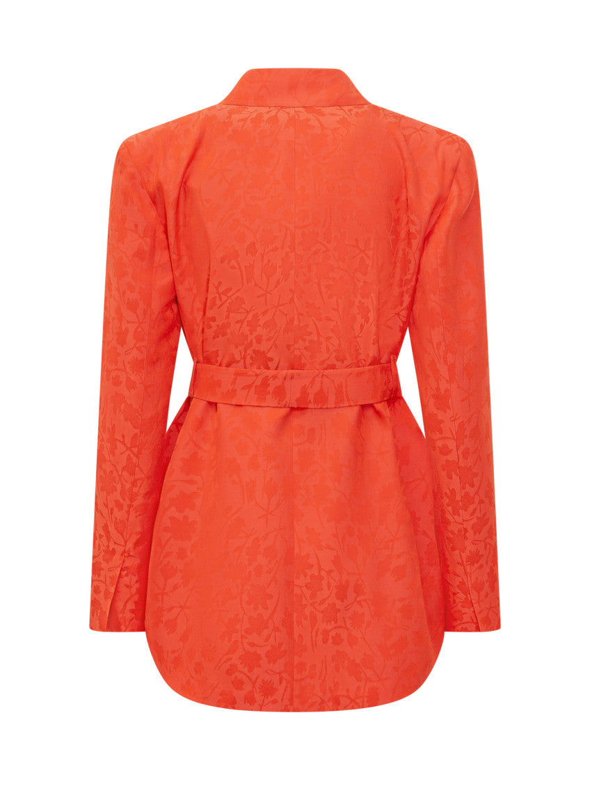 Orange Floral Notched Lapel Blazer 2