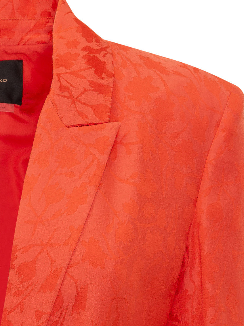 Orange Floral Notched Lapel Blazer 4
