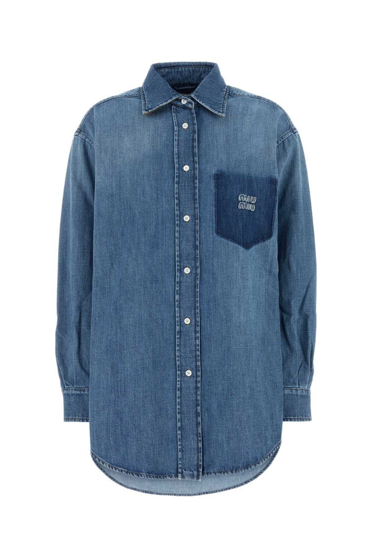 Denim Oversized Solid Shirt 1
