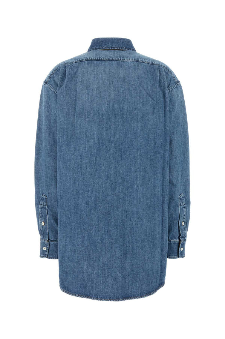 Denim Oversized Solid Shirt 2