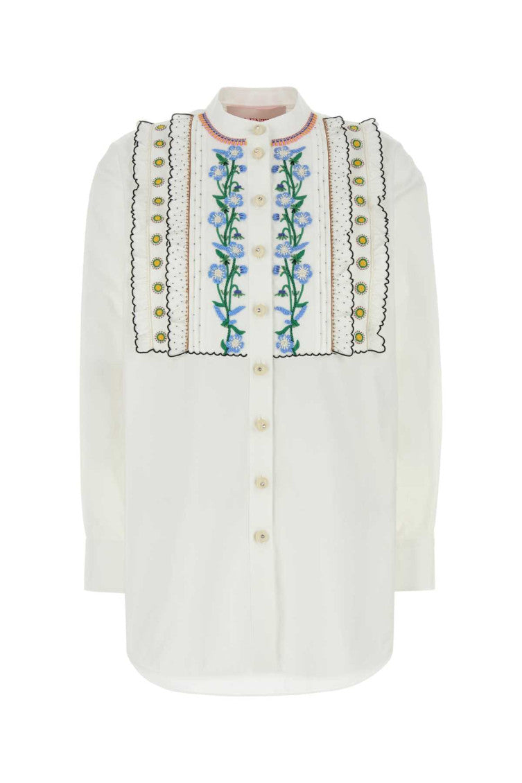 White Regular Embroidered Shirt 1