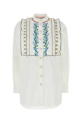 White Regular Embroidered Shirt 1