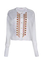 White Regular Embroidered Shirt 1