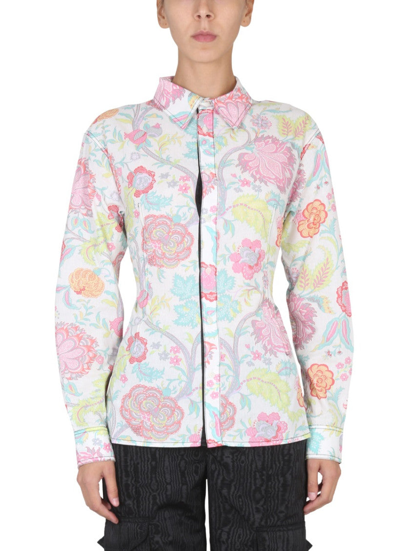 White Regular Floral Shirt 3
