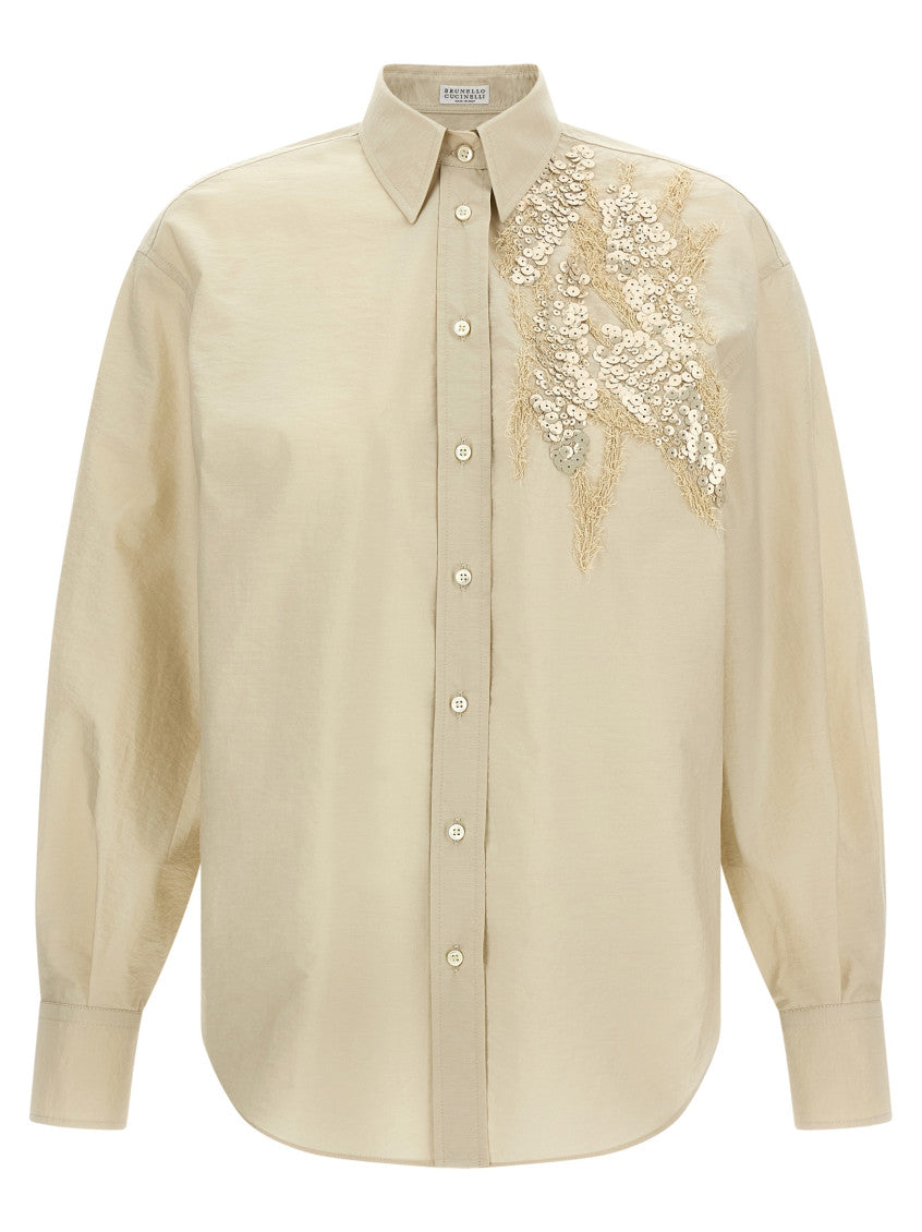 Beige Regular Embellished Shirt 1
