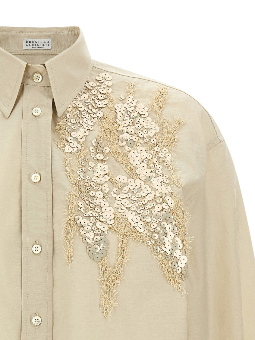 Beige Regular Embellished Shirt 3