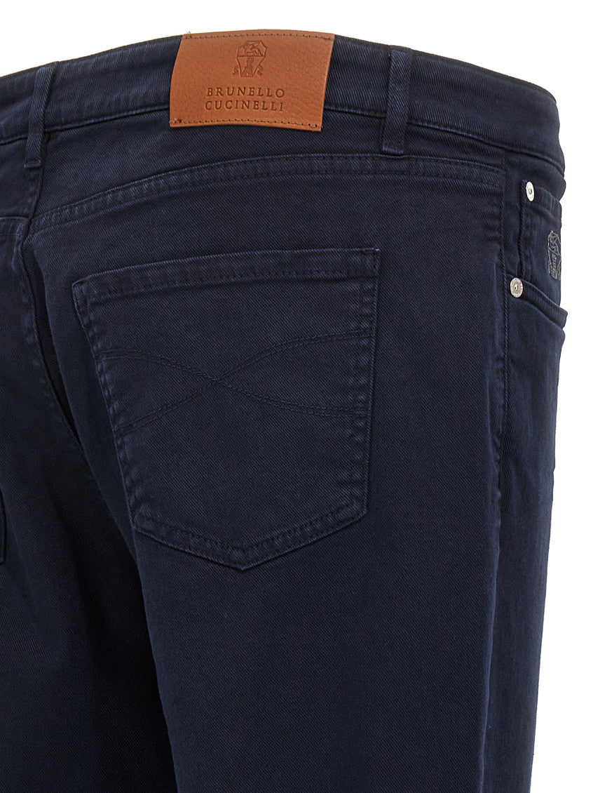 Navy Blue Solid Jeans 4