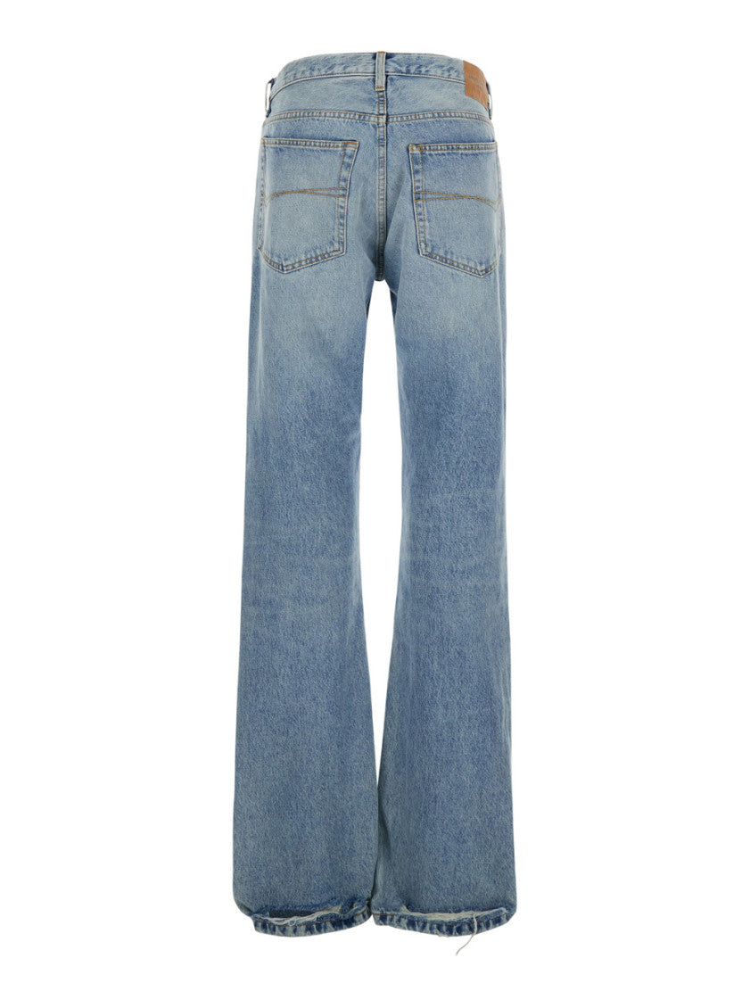 Blue Low Waisted Straight Jeans 2