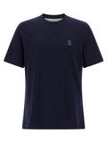 Navy Blue Logo Cotton T-shirt 1
