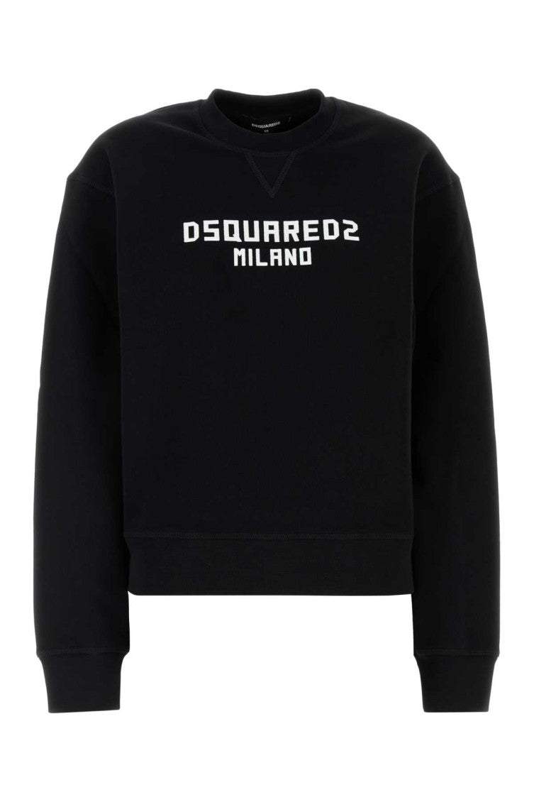 Black Crewneck Cotton Sweatshirt 1