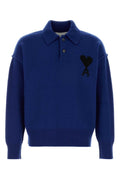 Blue Solid Shirt Collar Sweater 1