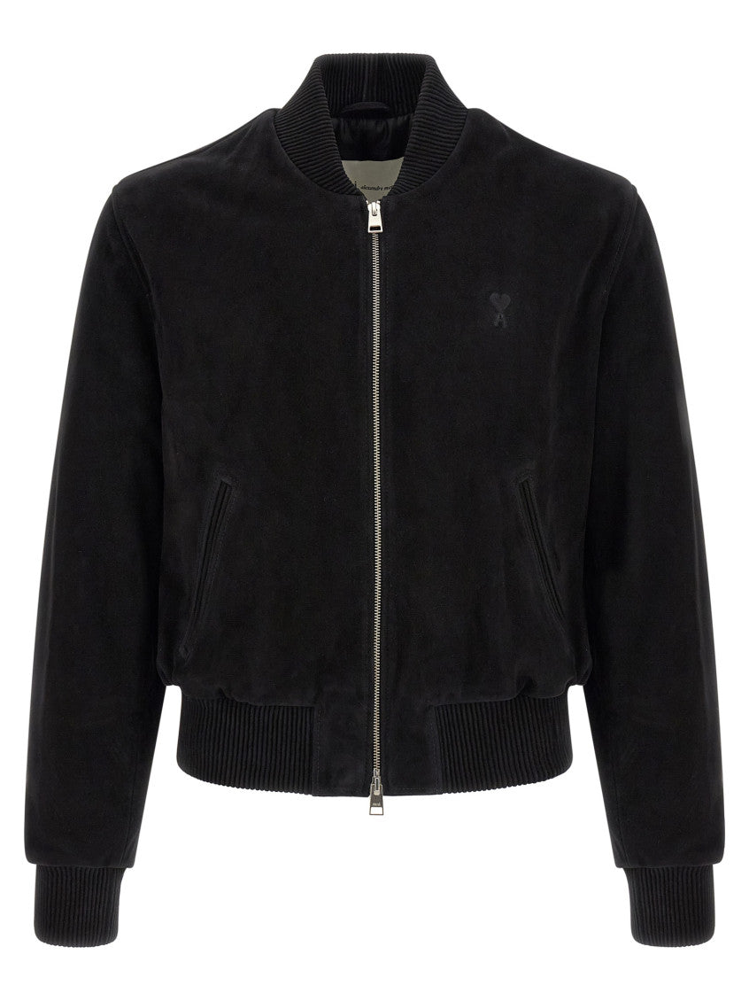 Black Solid Mock Collar Jacket 1