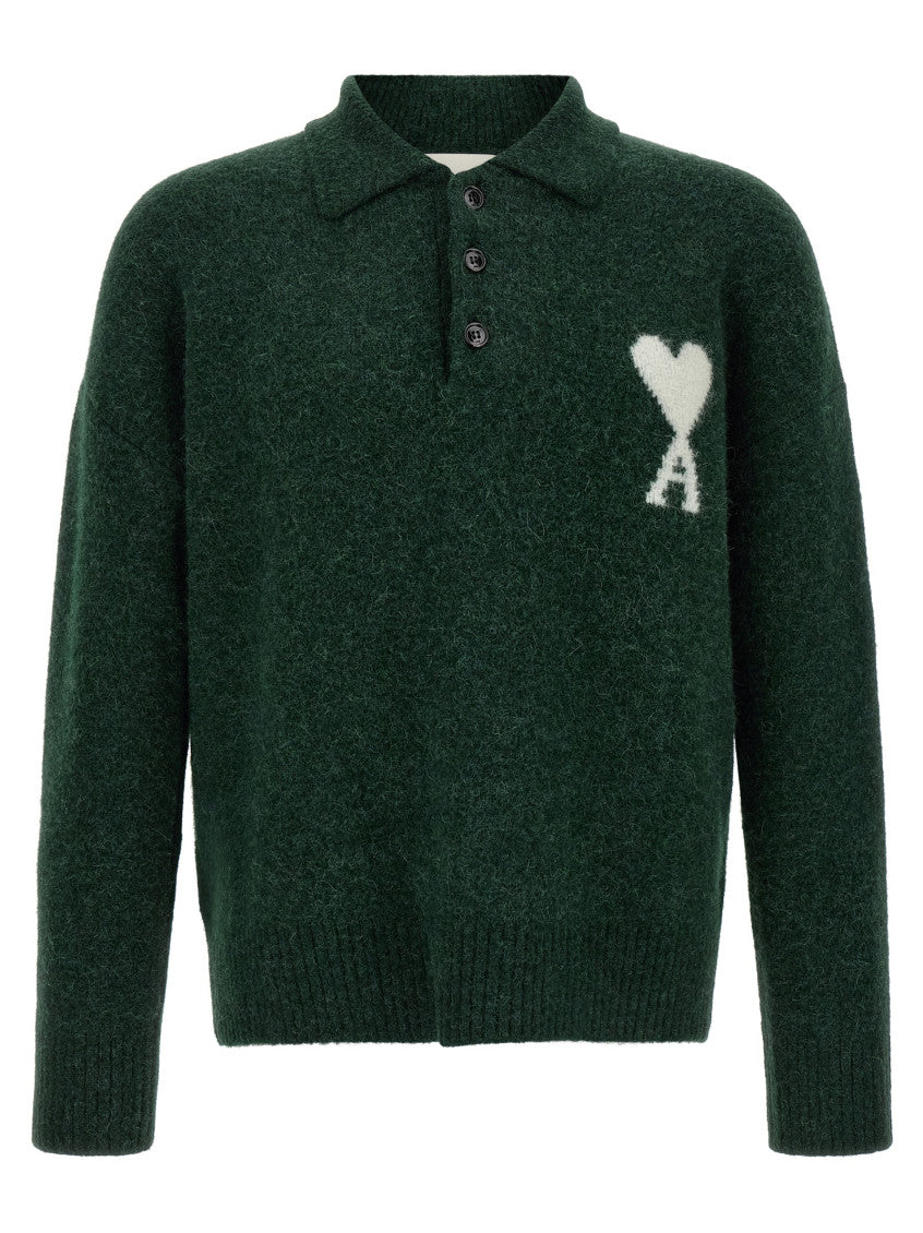 Green Solid Shirt Collar Polo 1