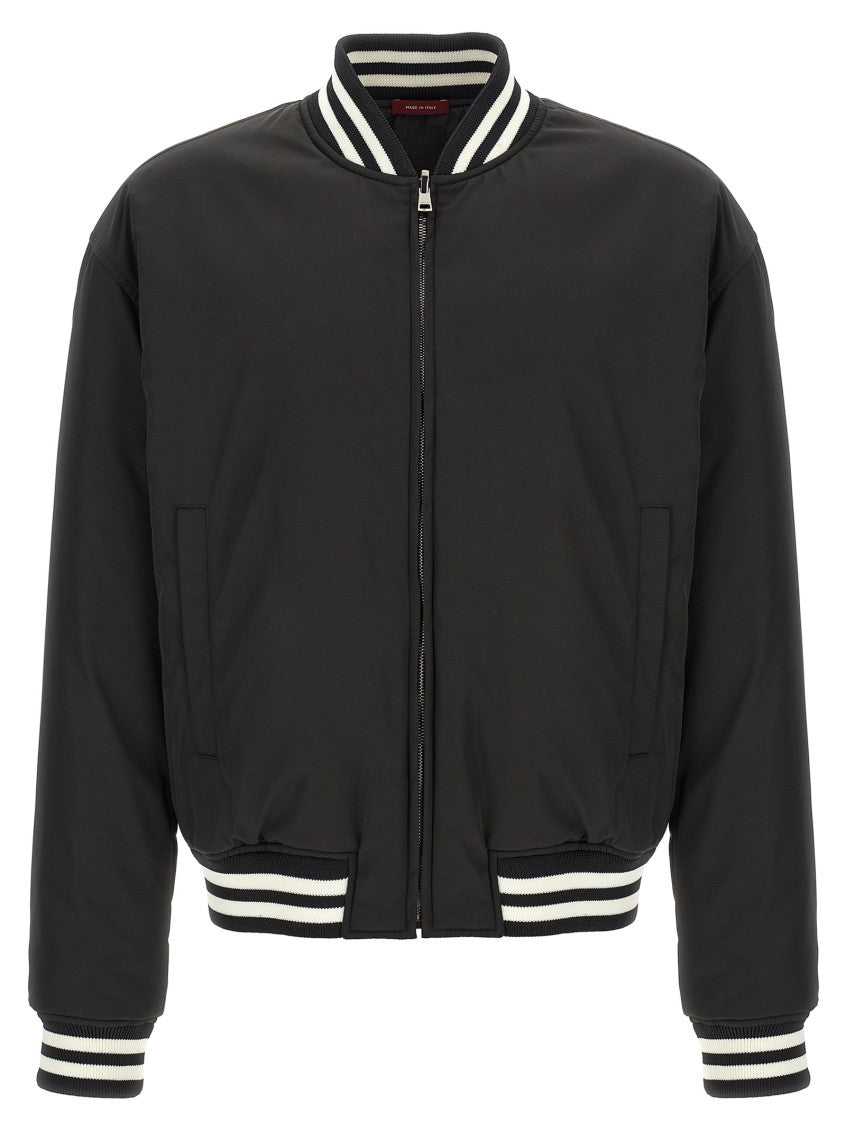 Black Solid Mock Collar Jacket 1