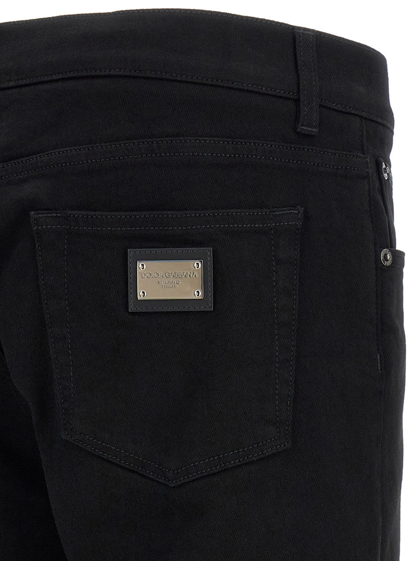 Black Slim Mid Rise Jeans 4