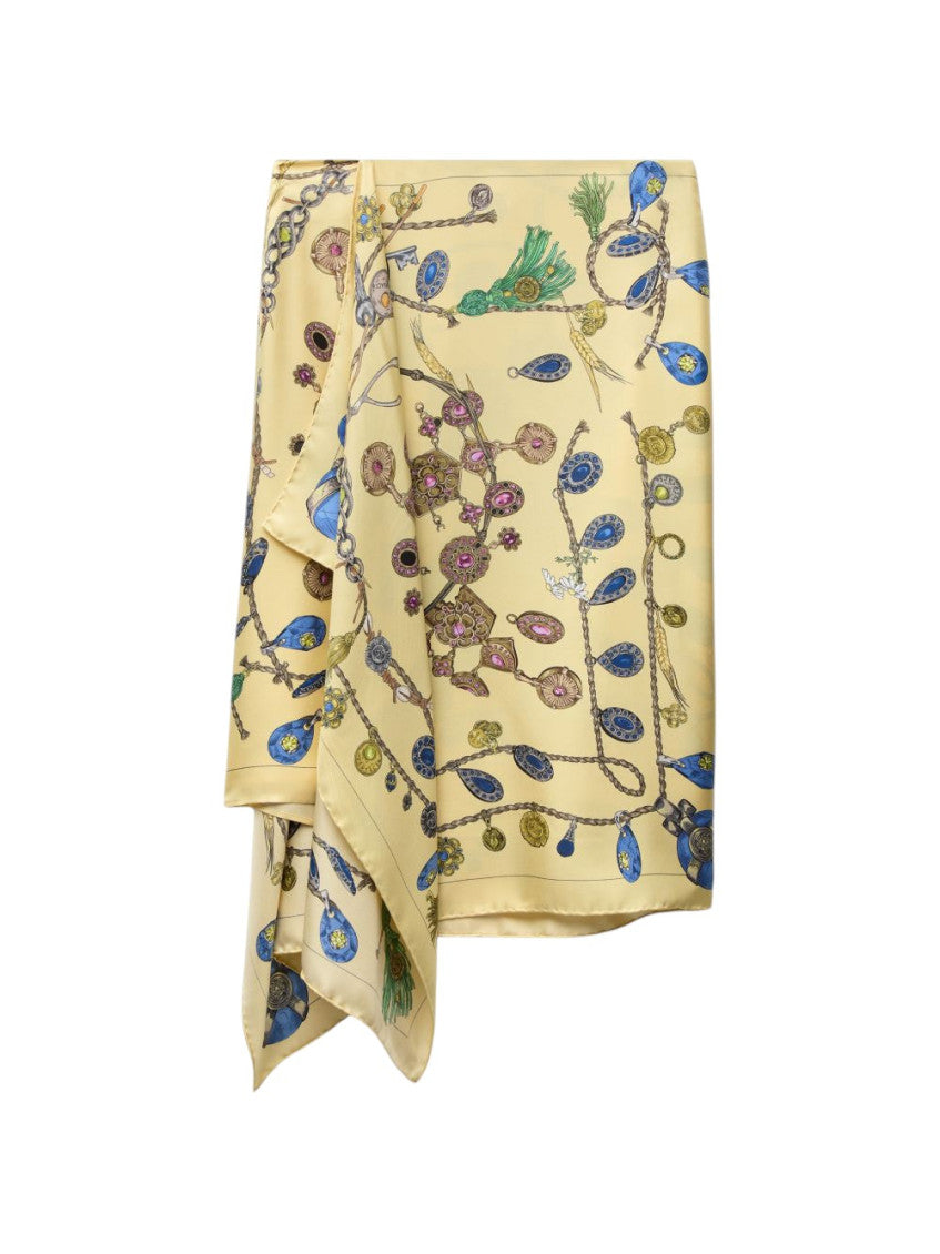 Beige Printed Midi Skirt 1