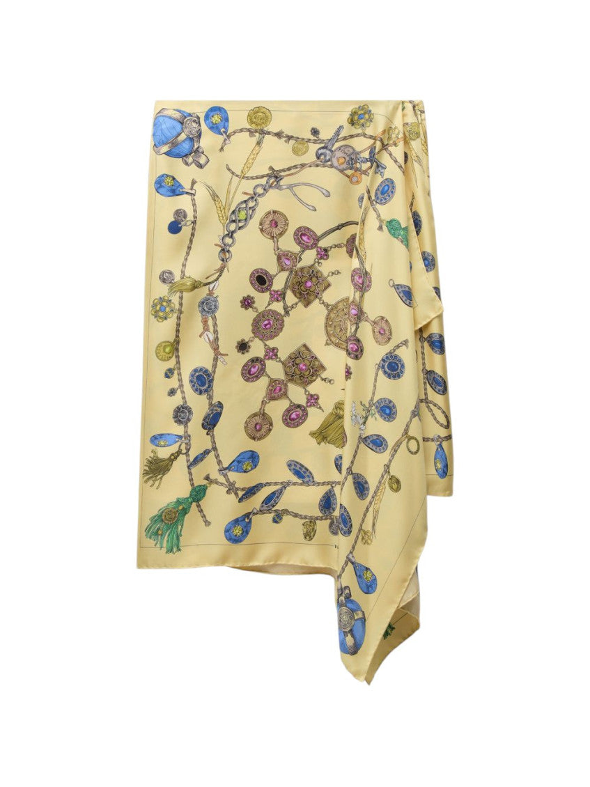 Beige Printed Midi Skirt 2