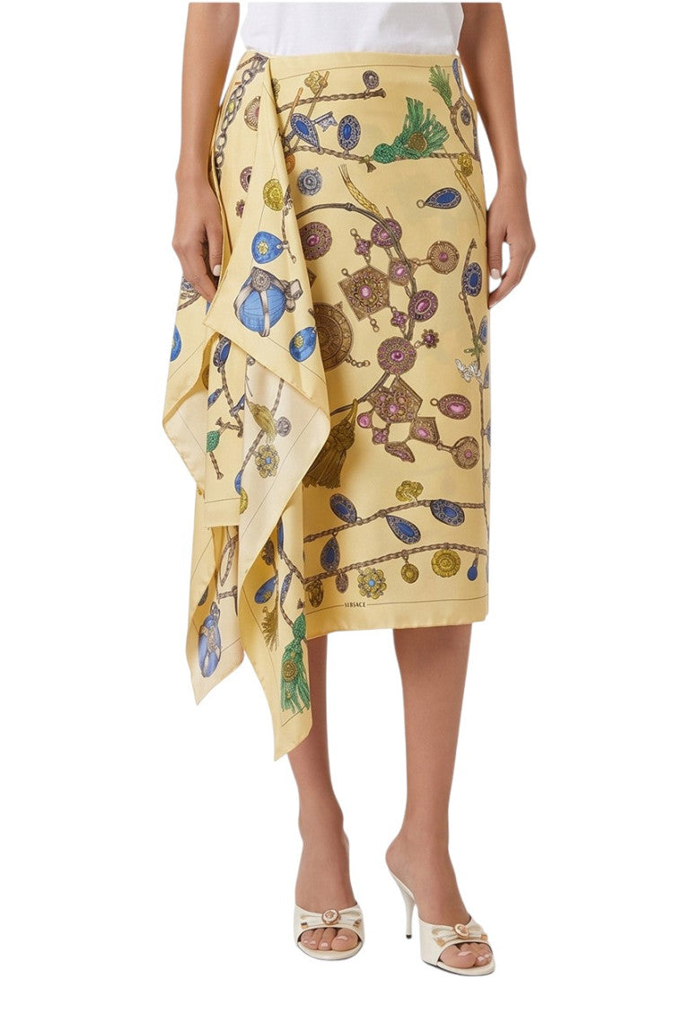 Beige Printed Midi Skirt 3