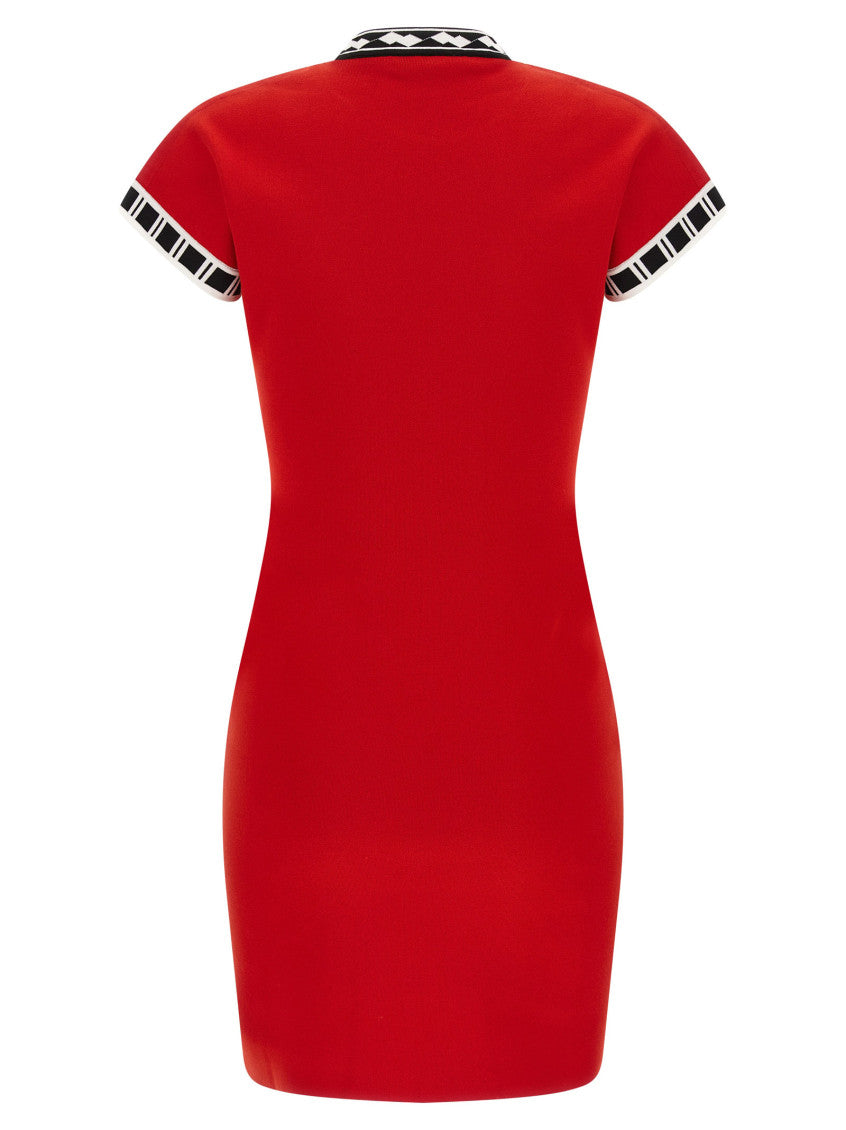 Red Embroidered Crew Neck Mini Dress 2