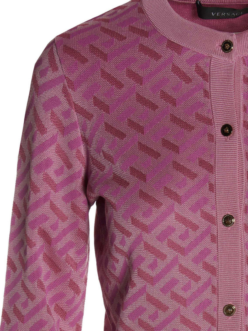Pink Logo Crew Neck Cardigan 3