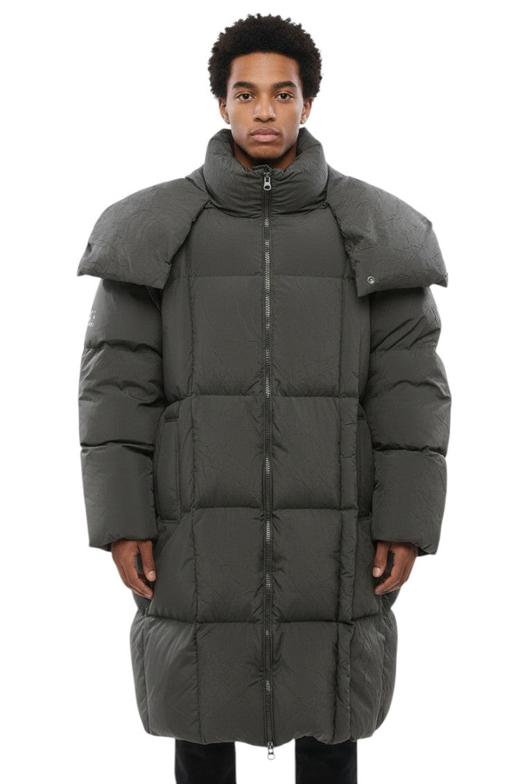Grey Quilted Long Jacket 1