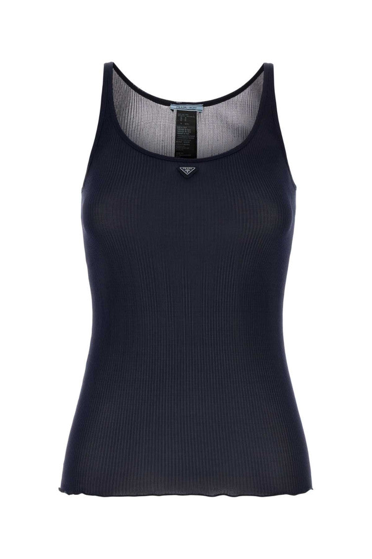 Black Logo Scoop Neck Top 1
