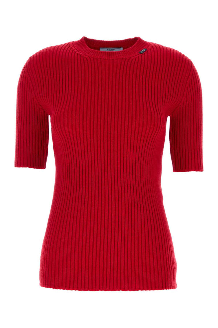 Red Knitted Crew Neck Sweater 1