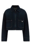 Navy Blue Logo Shirt Collar Jacket 1