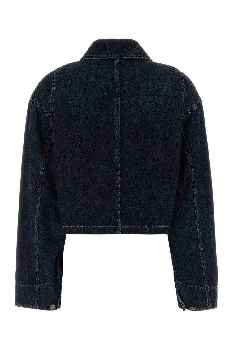 Navy Blue Logo Shirt Collar Jacket 2