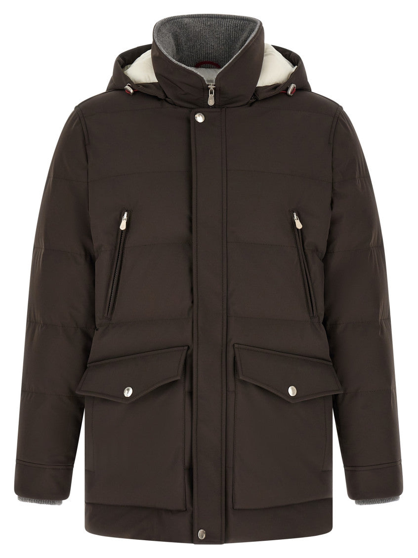 Brown Quilted Hood Jackets 1