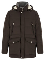Brown Quilted Hood Jackets 1