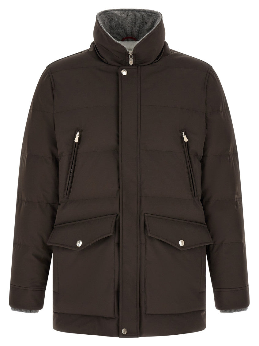 Brown Quilted Hood Jackets 2