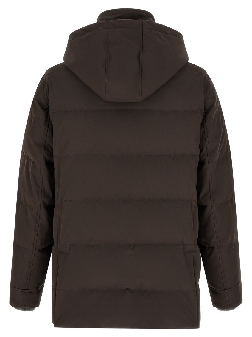 Brown Quilted Hood Jackets 3