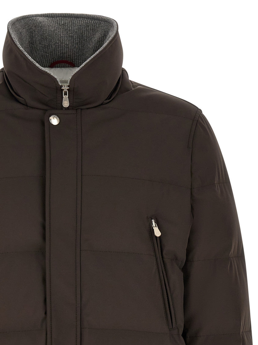 Brown Quilted Hood Jackets 4