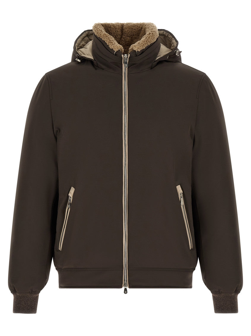 Brown Solid Hood Jacket 1