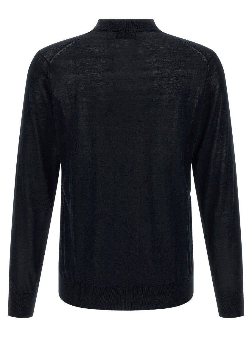 Blue Solid Mock Collar Sweater 2