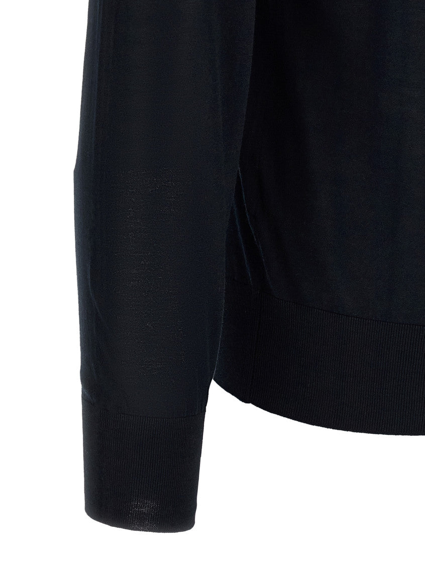 Blue Solid Mock Collar Sweater 4