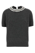 Grey Embellished Crew Neck Sweater 1