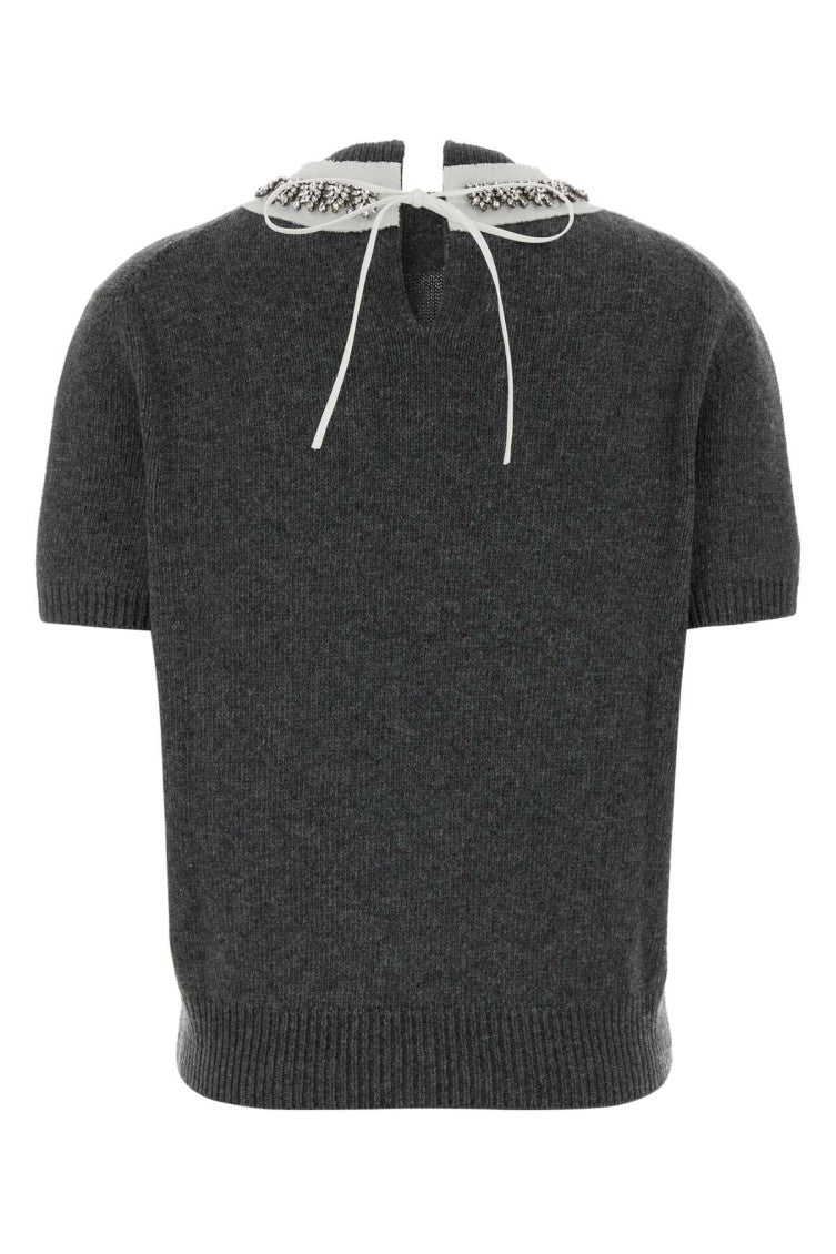 Grey Embellished Crew Neck Sweater 2
