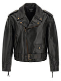 Black Leather Notched Lapel Jacket 1