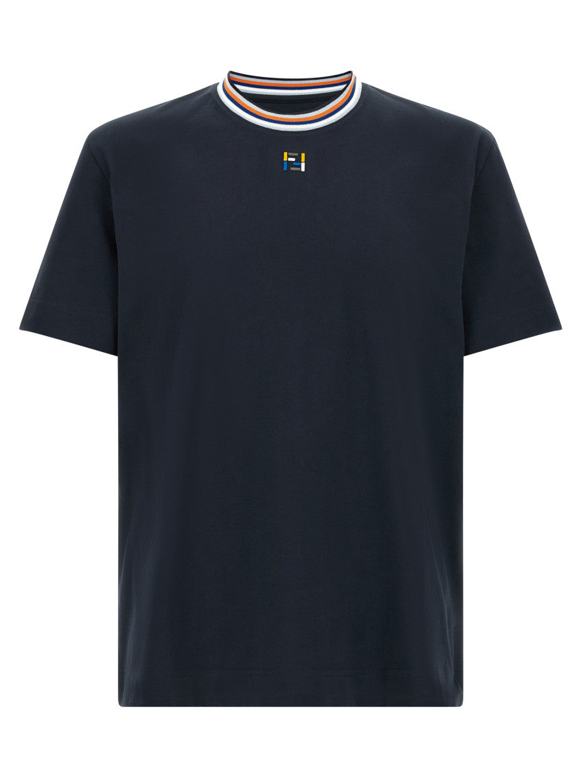 Blue Solid Crew Neck T-Shirt 1