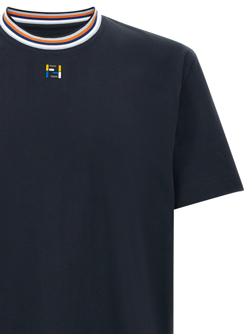 Blue Solid Crew Neck T-Shirt 3