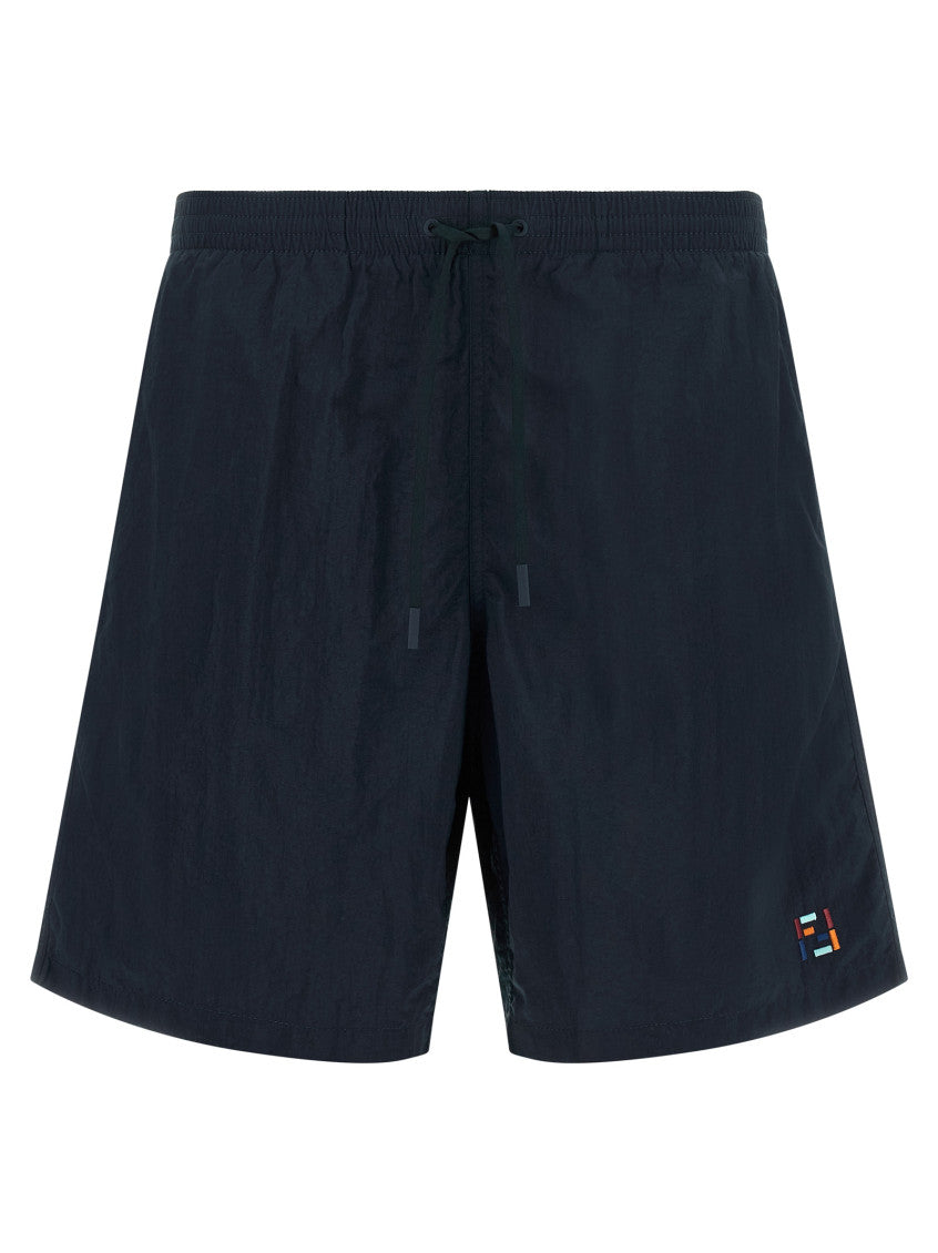Dark Blue Embroidered Swim Shorts 1