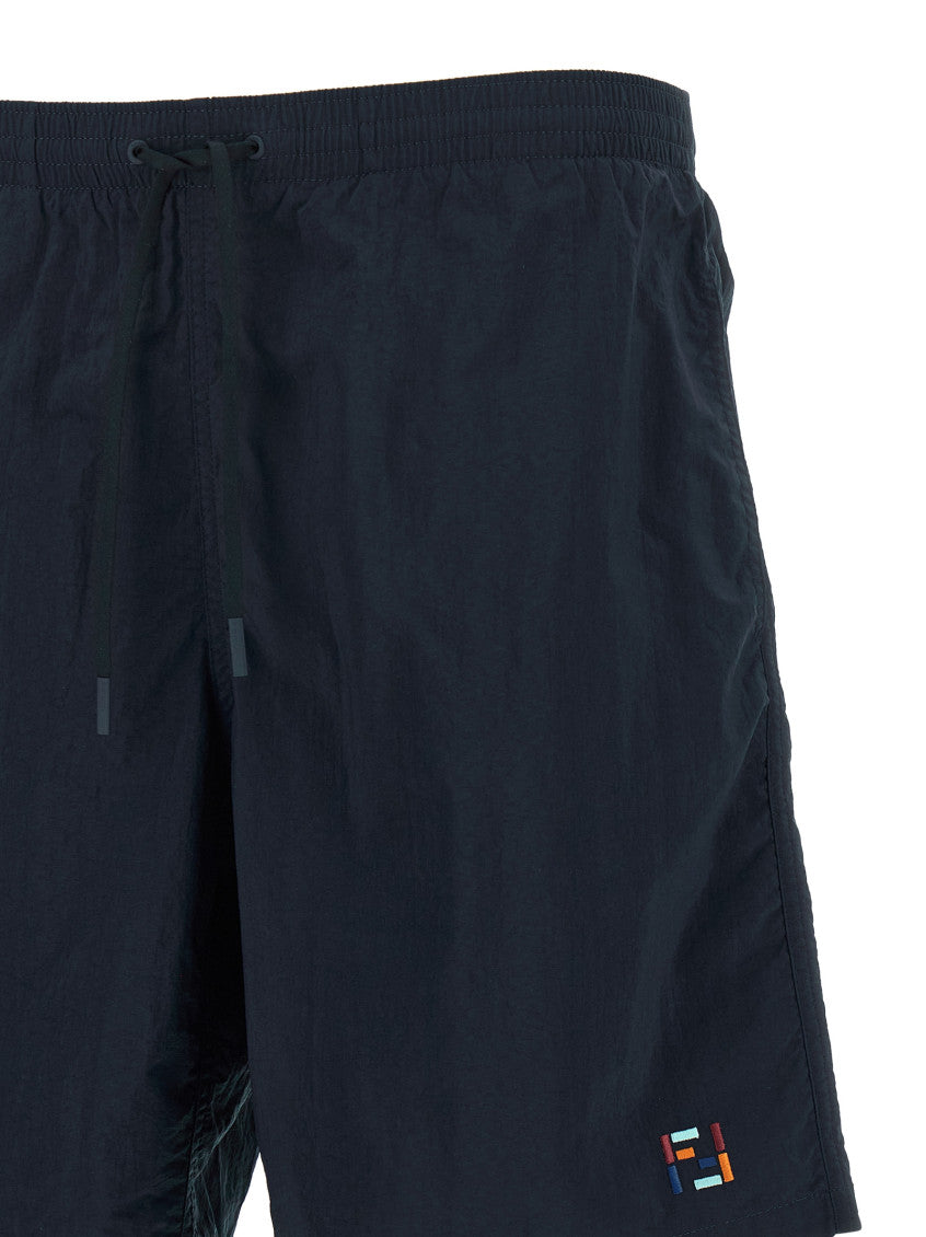 Dark Blue Embroidered Swim Shorts 3