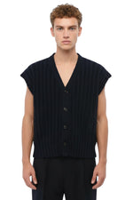 Dark Navy Sleeveless Cardigan 1